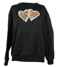 Dámská černá mikina se srdíčky Shein 