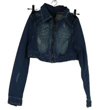 Dámská modrá riflová crop bunda s prošoupáním Vila 