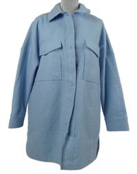 Dámská světlemodrá flaušová oversized košilová bunda Primark 