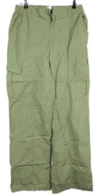 Dámské khaki plátěné kalhoty s kapsami Primark 