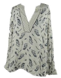 Dámská smetanovo-tmavomodrá halenka s peříčky Oui