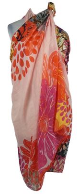Nové - Dámské růžovo-barevné květované pareo 