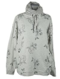 Dámská šedá květovaná mikina s komínovým límcem Gina 