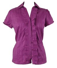 Dámská purpurová proužkovaná halenka s volánky Debenhams 