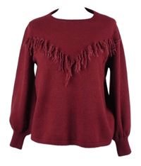 Dámský vínový svetr s třásněmi Damart 