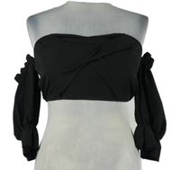 Dámská černá crop halenka s odhalenými rameny Shein 