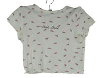 Dámské bílé vzorované crop tričko s melouny Bershka 