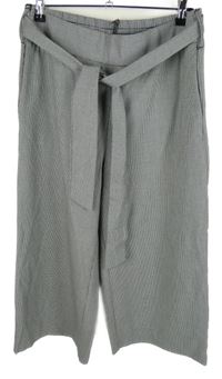 Dámské černo-bílé vzorované culottes kalhoty s páskem 