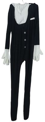 Kostým - Pánský černo-bílý overal s potiskem a kapucí - morphsuits