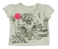 Smetanové tričko s tygrem zn. H&M