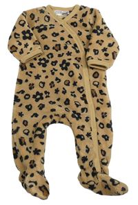Béžový chlupatý overal s leopardím vzorem Ergee