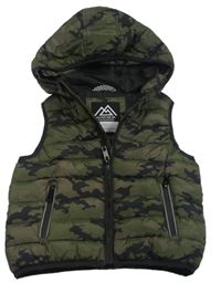 Army šusťáková zateplená vesta s kapucí Matalan