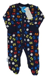 Nové- Tmavomodrý overal s panáčky a slony Matalan