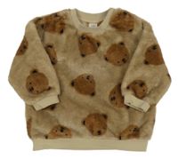 Béžová chlupatá mikina s medvědy H&M