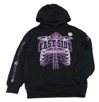 Nové - Černá mikina s kostrou a kapucí F&F