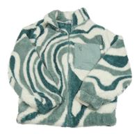 Zeleno-bílá chlupatá propínací mikina Page one young