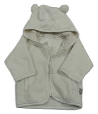 Bílá chlupatá propínací mikina s kapucí