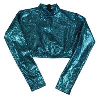 Modro-černé leské crop triko 