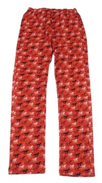 Červené plátěné kalhoty s koníky