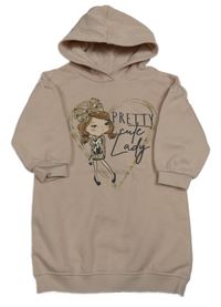 Světlerůžové teplákové šaty s dívkou a kapucí C&A