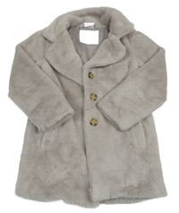 Světlešedý kožešinový podšitý kabát 