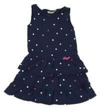 Tmavomodré šaty s barevnými puntíky Alive