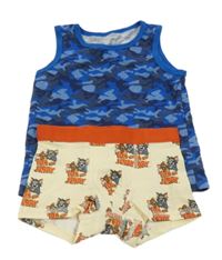 2 set - modré army tílko + žluté trenýrky s Tomem a Jerrym