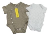 Nové -  2 x body - bílé s hvězdami + khaki 