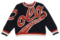Tmavomodro-červeno-bílá mikina s nápisem Ralph Lauren