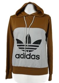 Dámská béžovo-bílá mikina s logem a kapucí 