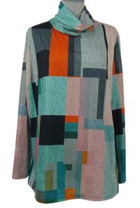 Dámské barevné kostkované triko s rolákem 