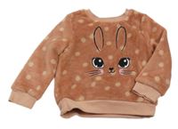 Růžová puntíkatá chlupatá mikina s čumáčkem H&M