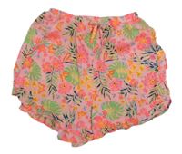 2 set - Růžovo-zeleno-žluté květované lehké kraťasy + top Primark