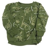 Khaki mikina s kostrami dinosaurů zn. Primark