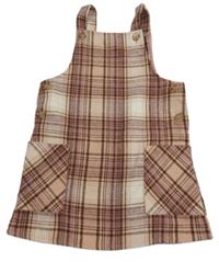 Světlerůžovo-hnědé kostkované vlněné šaty Primark