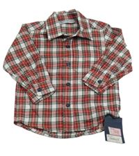 Nové - Tmavomodro-bílo-červená kostkovaná košile 