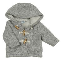 Šedá melírovaná pletená zateplená bunda s kapucí Topomini