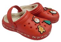 Červené zateplené gumové nazouváky se Santou a perníčkem Next vel.28