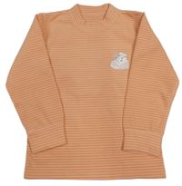 Lososovo-bílé pruhované thermo triko s králíčkem