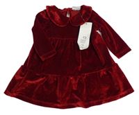 Nové - Červené sametové šaty s volánkem F&F