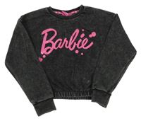 Černošedá batikovaná crop mikina - Barbie