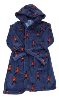 Tmavomodrý chlupatý župan s vojáky a kapucí M&S