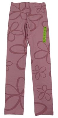 Nové - Růžové pyžamové kalhoty s květy 