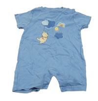 Modrý kraťasový overal s Púem a duhou Disney