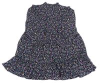 Černo-fialové květované šifonové šaty M&S