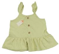 Nové - Limetový top s knoflíky a volánem River Island