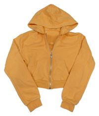 Meruňková propínací crop mikina s kapucí H&M