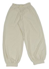 Smetanové mačkané paper bag cuff kalhoty s mašlí ZARA