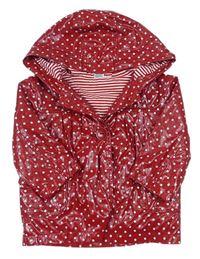 Červený puntíkatý pogumovaný jarní kabátek s kapucí M&Co.