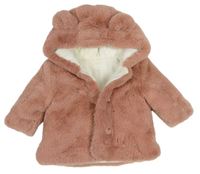 Růžová kožešinová zateplená bunda s kapucí Nutmeg